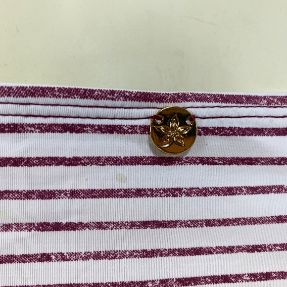 Quint Soul Womens Bikini Medium Stripe Burgundy White Pull On Lined Beach Pool - Picture 8 of 11